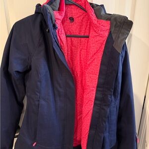 Mountain Hardwear Women's Dark Blue and Bright Pink Ski Jacket